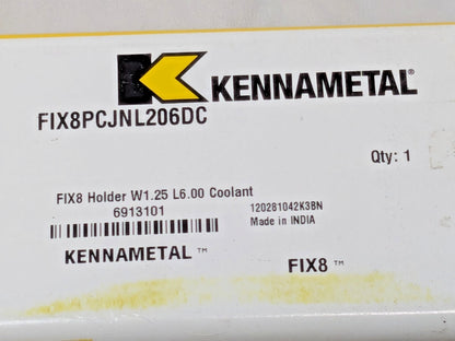 Kennametal Indexable Turning Toolholder 6"OAL FIX8PCJNL206DC 6913101