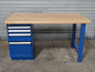 Rousseau Work Bench w/ 4 Drawer Cabinet 60" x 30" Butcher Block Top DAMAGED