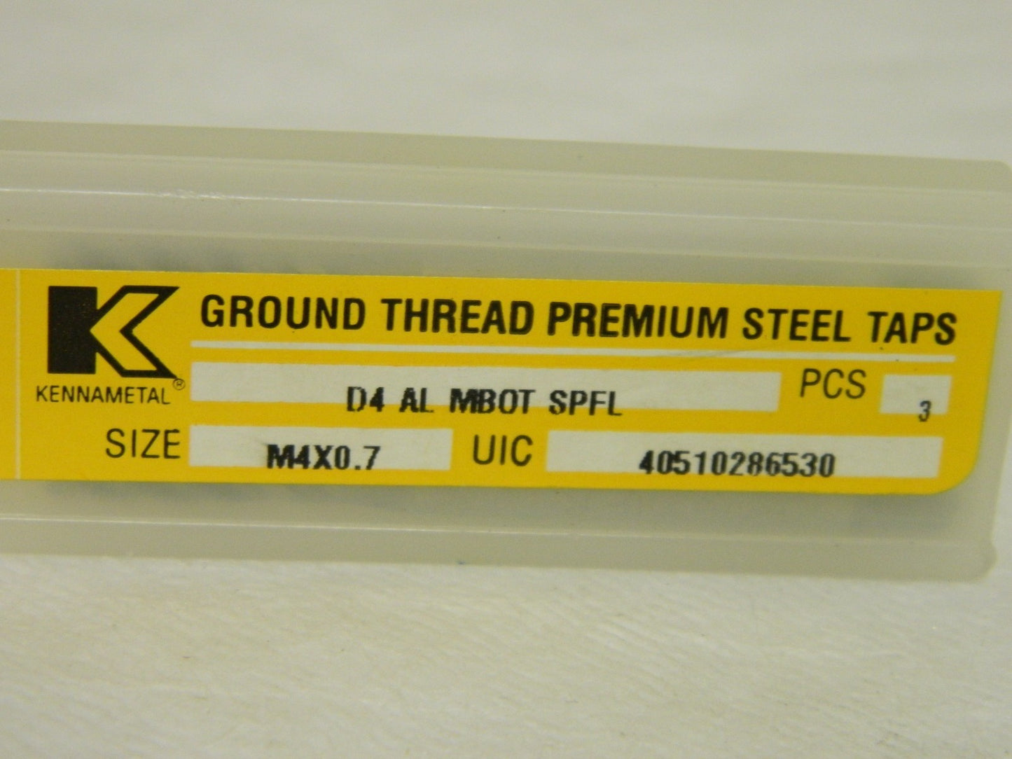 Kennametal M4 X 0.70 D4 3FL Vanadium HSS Spiral Flute Tap Qty 3 2214874