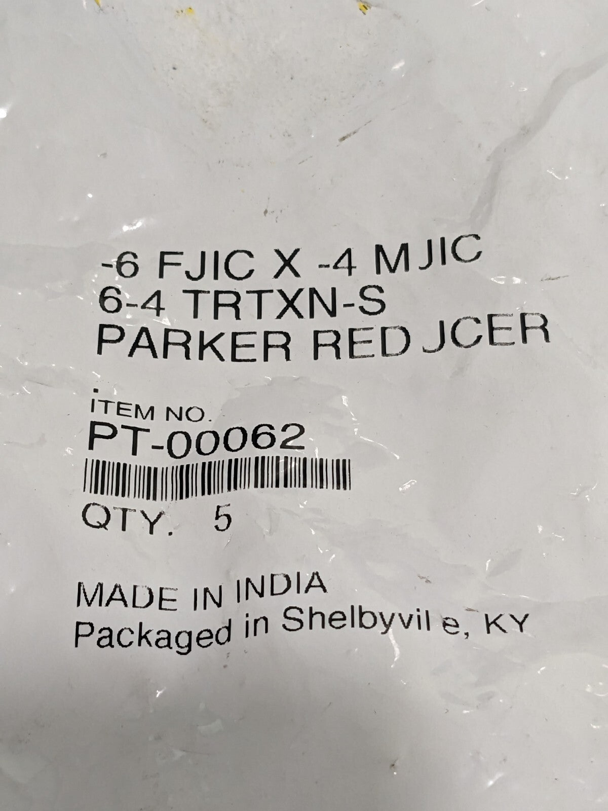 PARKER Steel Flared Tube Reducer: 3/8" Tube OD, 3/8 x 1/4 Thread Qty 5 PT-00062