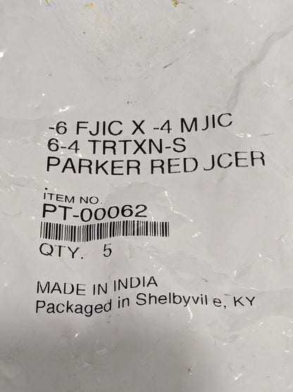 PARKER Steel Flared Tube Reducer: 3/8" Tube OD, 3/8 x 1/4 Thread Qty 5 PT-00062