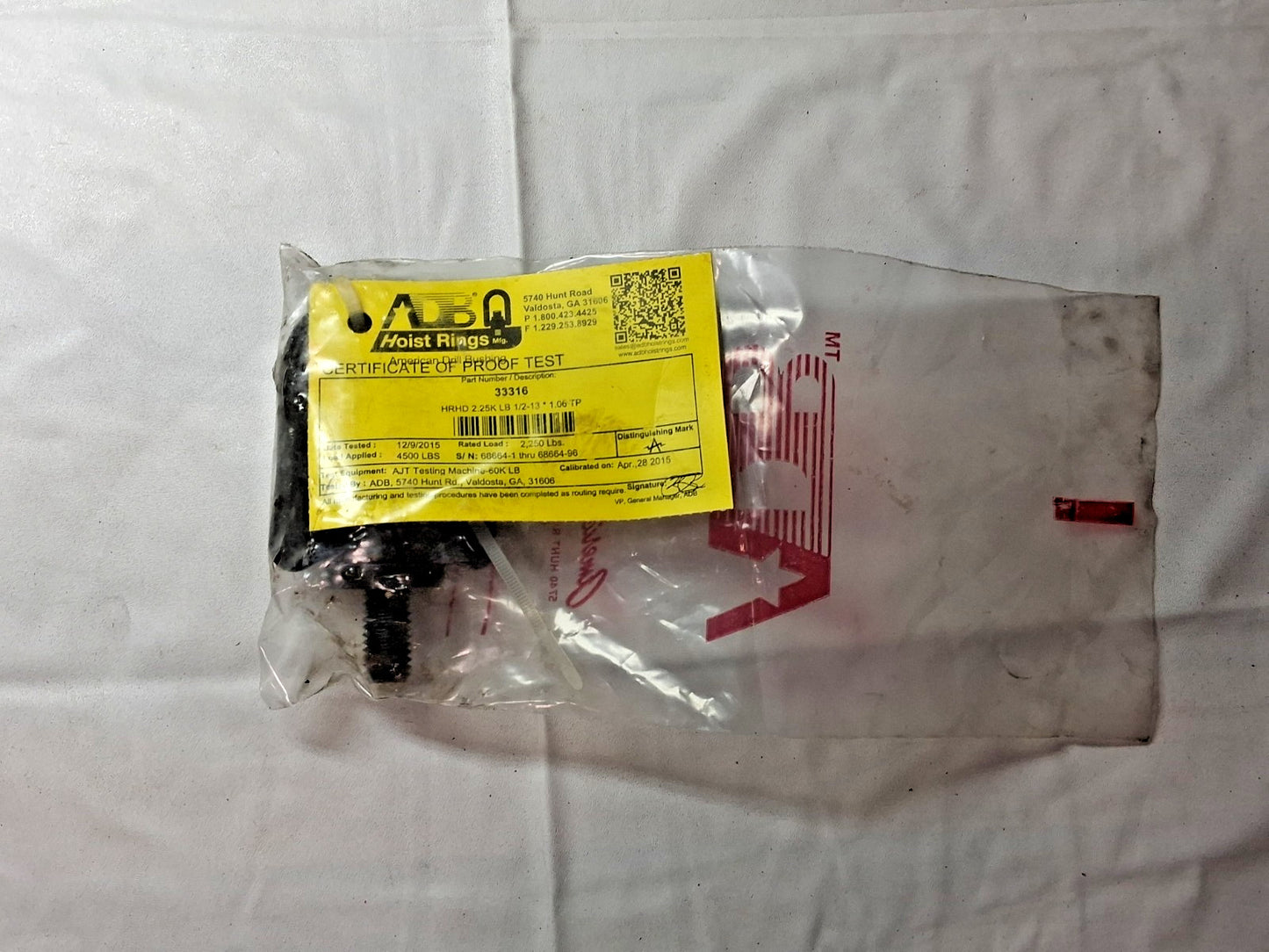 ADB Hoist Rings Center Pull Screw-On Hoist Ring 2250 lb Capacity 33316