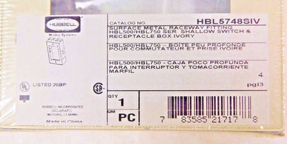 Hubbell Rectangular Raceway Box 2.82" L x 1.13" W x 4.54" H QTY 5 HBL5748SIV