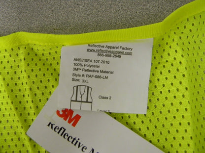 3M Reflective 5 PT Brkway YWL 3XL HI VIS Safety Vest QTY 4  582-ET-LM-3XL