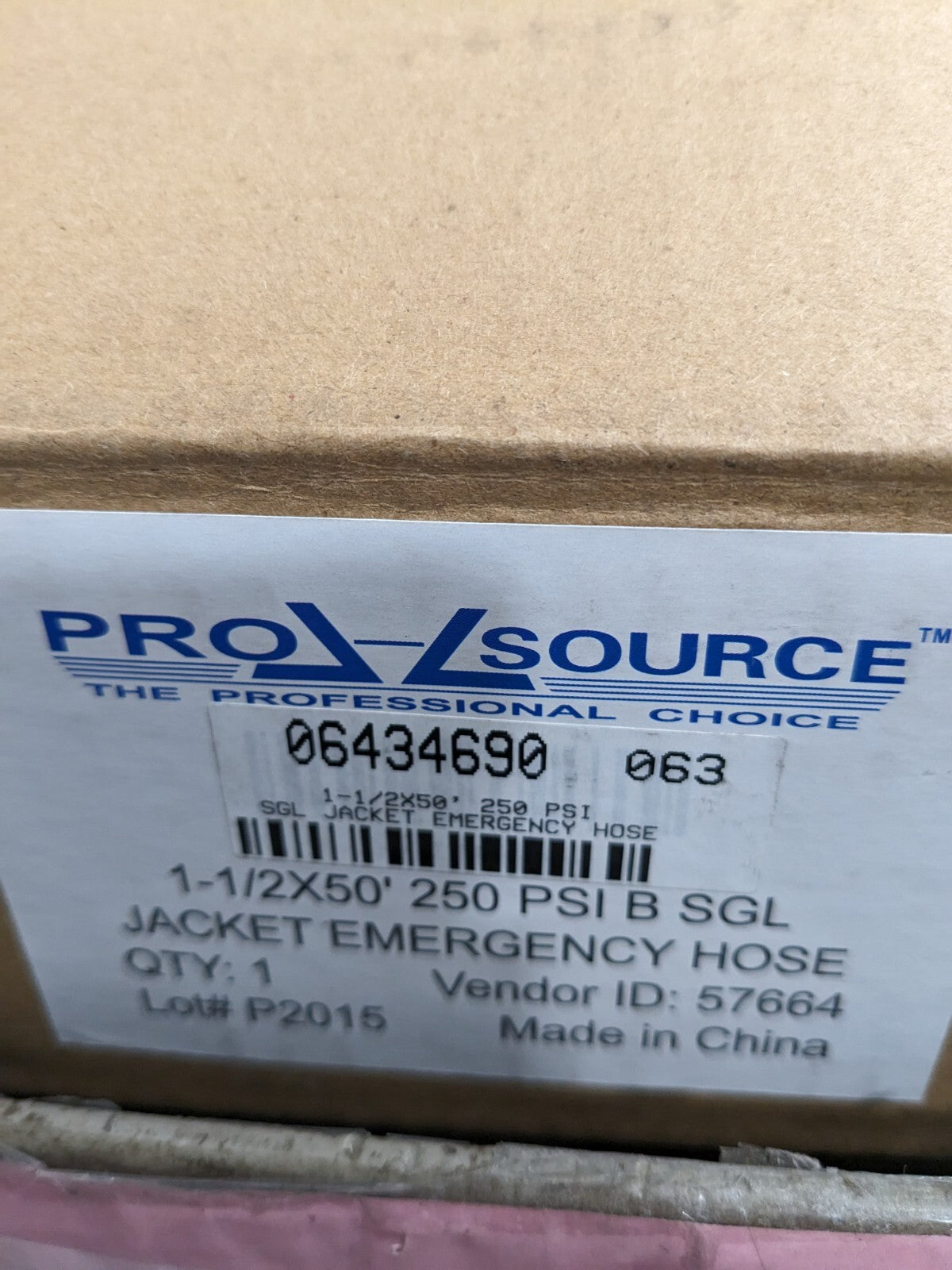 PRO-SOURCE Single Jacket Fire Hose: 1-1/2" ID, 50' Long FAS15050250ALN