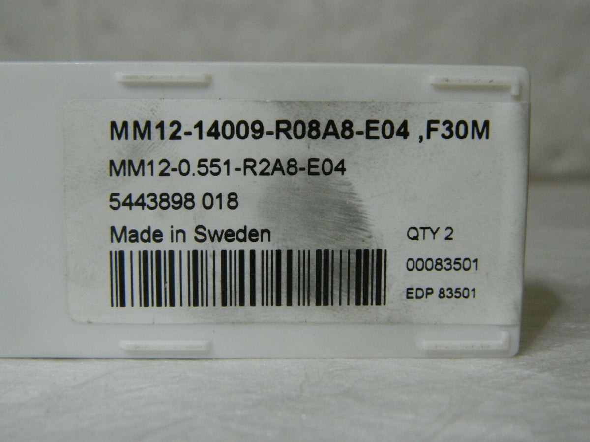 Seco MM12 E04 Grade F30M Carbide End Milling Tip Insert Qty 2 00083501