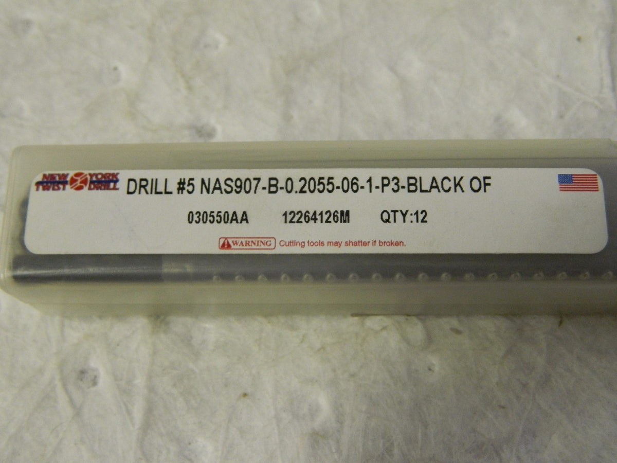 New York Twist Drill #5 NAS 907 Type B Aircraft Extension Drill 12 Pack 11035