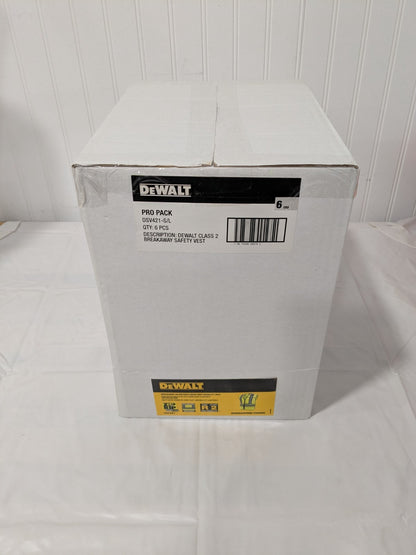 DeWalt ANSI Class 2 Adjustable Breakaway Vest Box of 6 DSV421-S/L