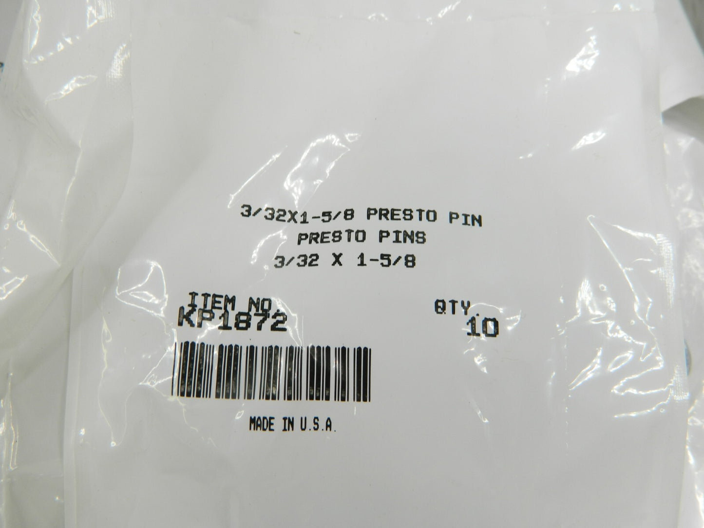Hair Pin Cotter 1/4-1/2 Shaft Diam, 1-5/8 L, 0.093 Wire Diam Qty 1000 KP1872