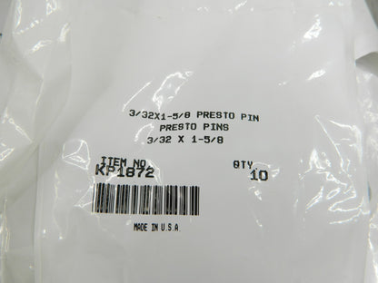 Hair Pin Cotter 1/4-1/2 Shaft Diam, 1-5/8 L, 0.093 Wire Diam Qty 1000 KP1872