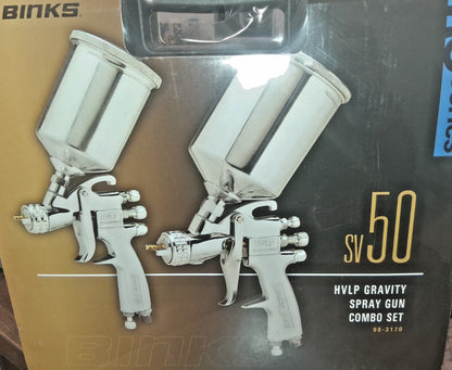 Binks SV50 2 Gravity HVLP Spray Gun Combo Set 98-3170