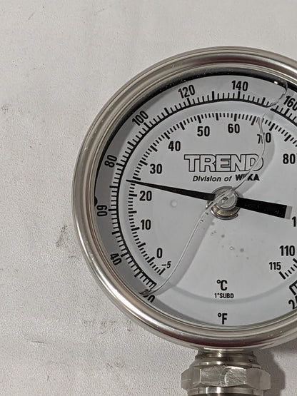 Wika Bimetal Dial Thermometer: 20 to 240 ° F, 2-1/2" Stem Length 31025A007A4SF