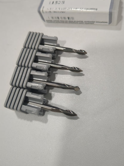 HARVEY TOOL 4pk of Spotting Drills 1/8" Dia 90°Point Solid Carbide 11525