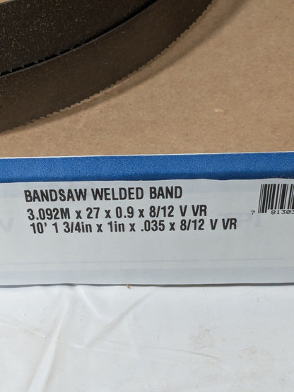 Irwin Welded Bandsaw Blade: 10' 1-3/4 Long x 1" Wide x 8 to 12 TPI 1930939