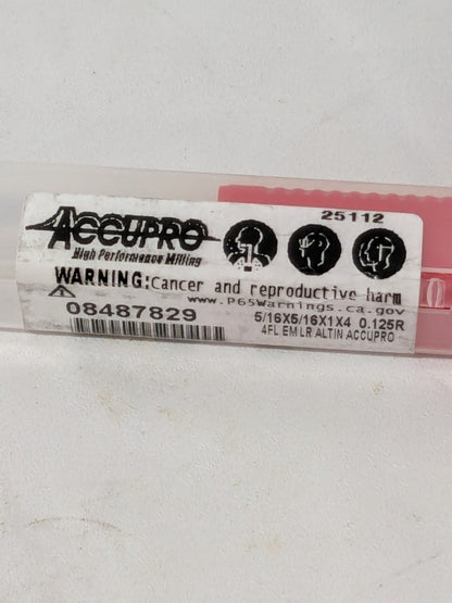 ACCUPRO Corner Radius End Mill: 5/16" Dia, 1" LOC, 4FL 08487829