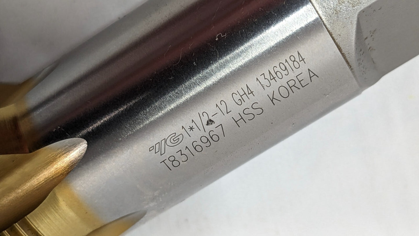 YG1 Straight Flute Plug Standard Hand Tap HSS TiN 1-1/2- 12 GH4 6FL T8316967