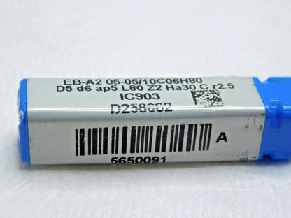 Iscar Carbide Ball End Mill 5mm Diam 2FL EB-A2 05-05/10C06H80 IC903 5650091