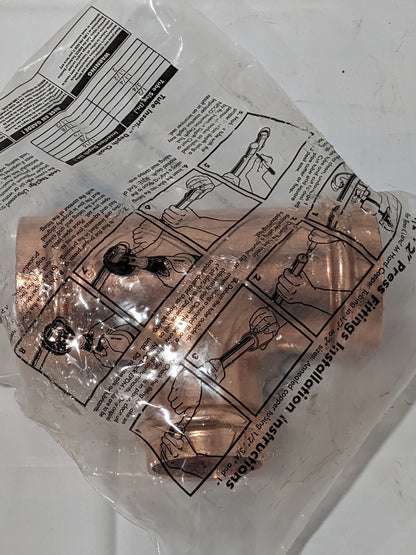 NIBCO Wrot Copper Pipe Tee: 2" x 2" x 1-1/2" Fitting, P, Press Fitting 9102800PC