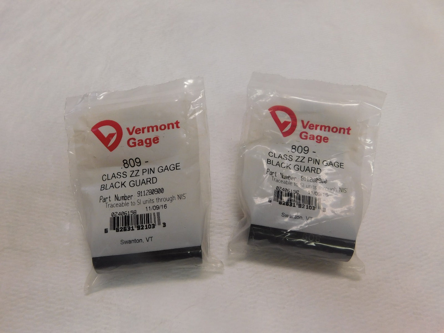 Vermont Gage Steel Minus Plug and Pin Gage 0.809" Class ZZ Lot of 2 #911280