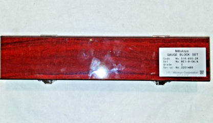 Mitutoyo Gage Block Set 0.0625 to 2" 9 Pc 0 Grade Steel 516-930-26