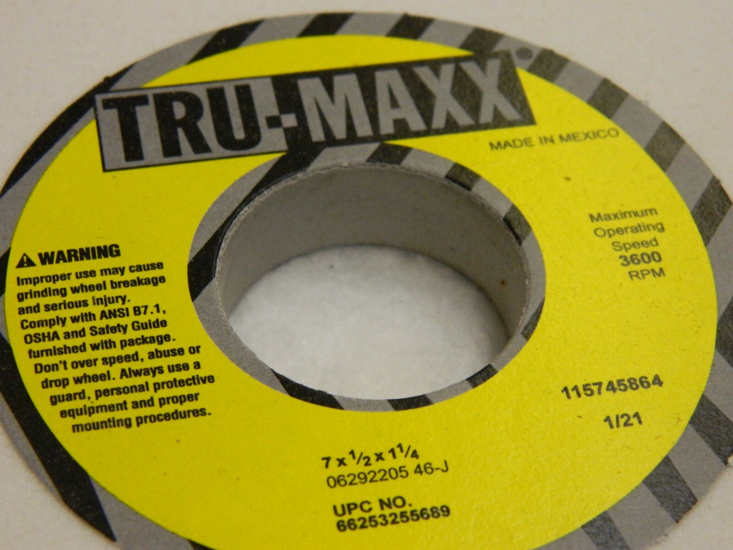 TRU-MAXX qty 4  Surface Grinding Wheel 7" Dia 1/2" Thick 46 Grit 66253255689