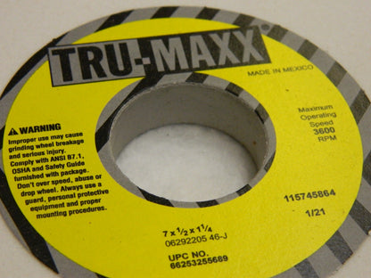 TRU-MAXX qty 4  Surface Grinding Wheel 7" Dia 1/2" Thick 46 Grit 66253255689