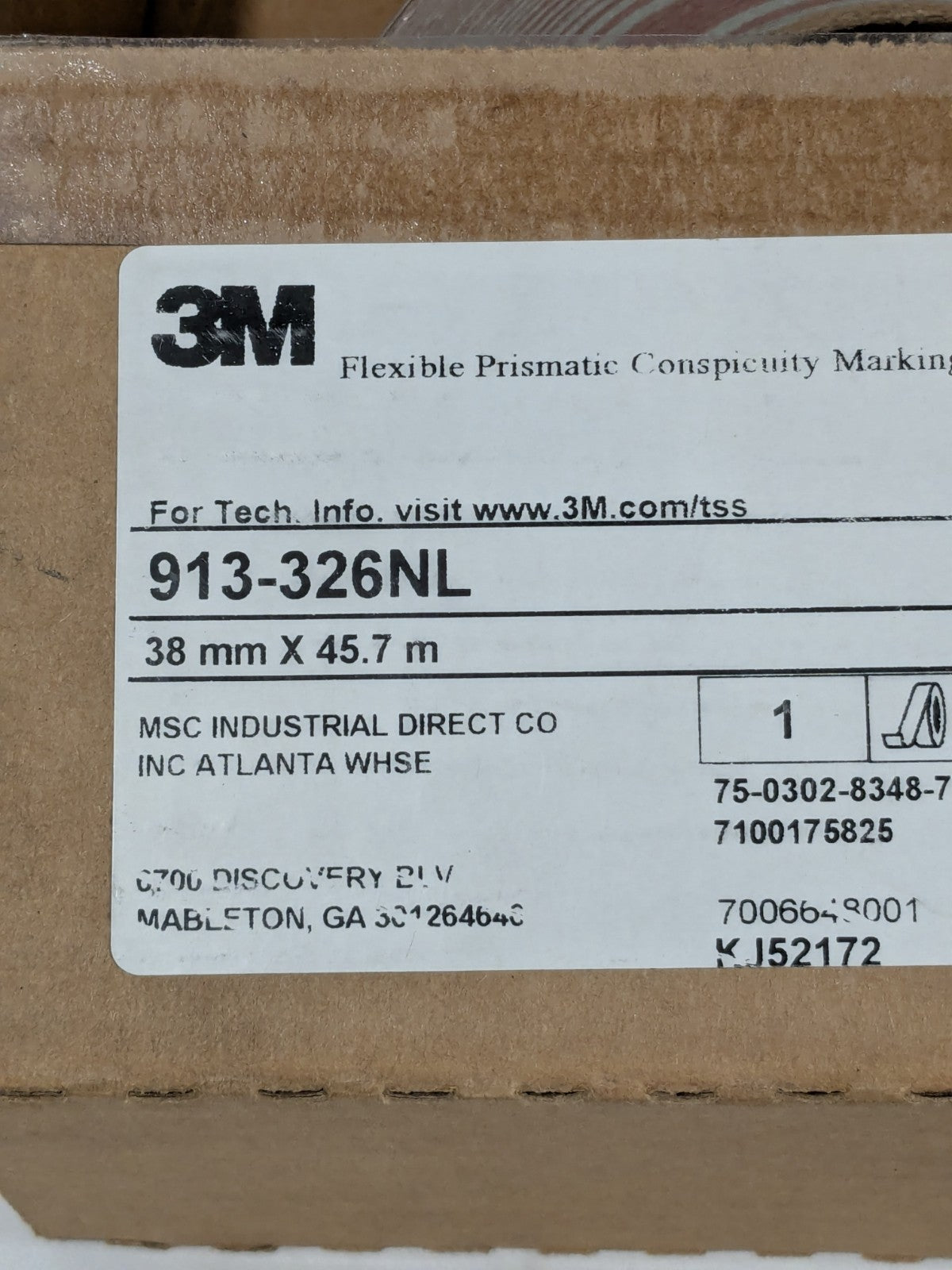 3M 1-1/2" Wide, Red/White Reflective OSHA Conspicuity Tape 7100175825