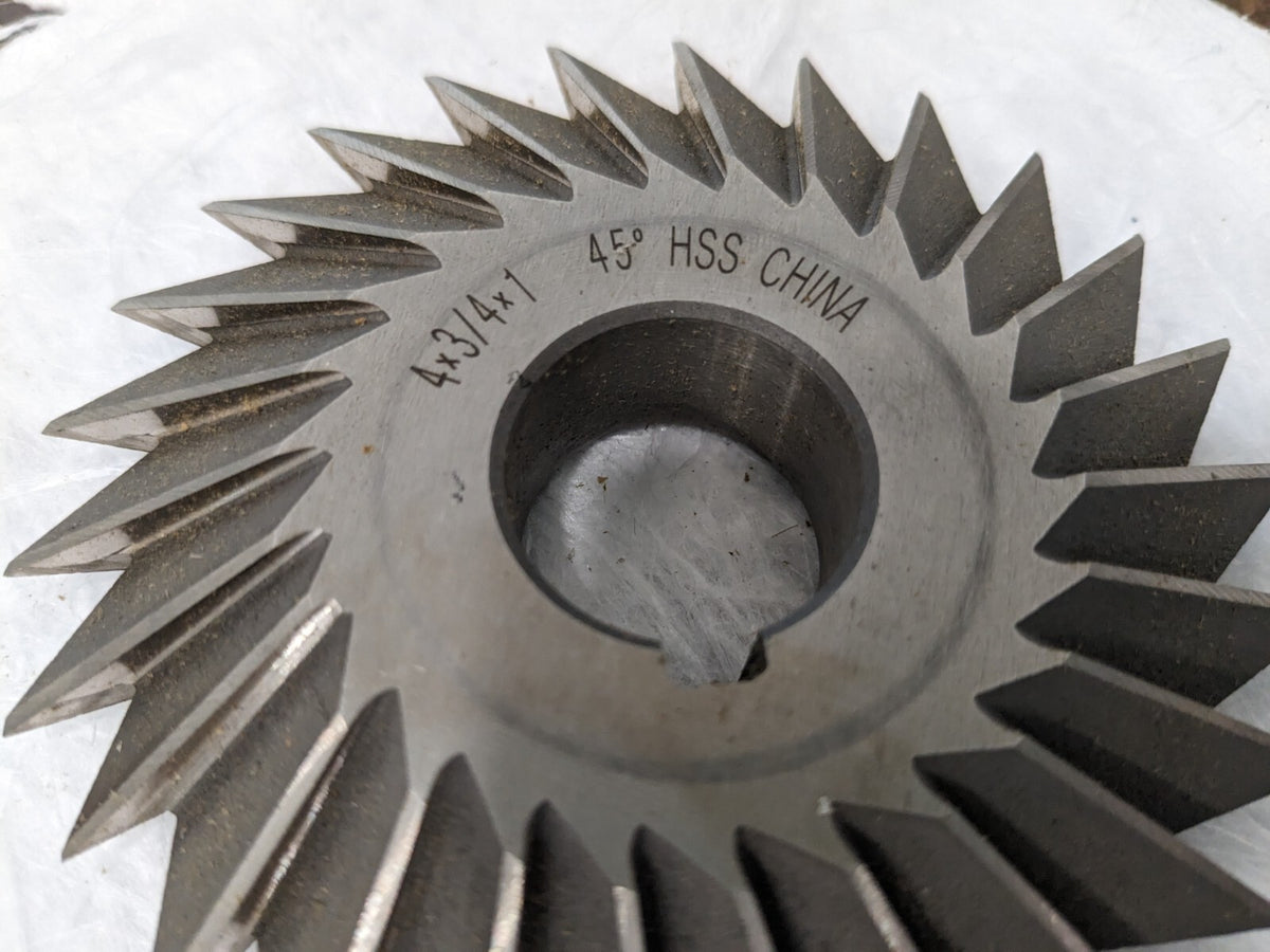 Double Angle Milling Cutter: 45 °, 4 Cut Dia HSS 328-4435