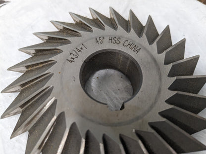 Double Angle Milling Cutter: 45 °, 4 Cut Dia HSS 328-4435