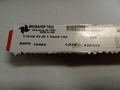 Brubaker Tool Series 7/16-20 H3 HSS 4FL Hand Tap Qty 2 10484 106