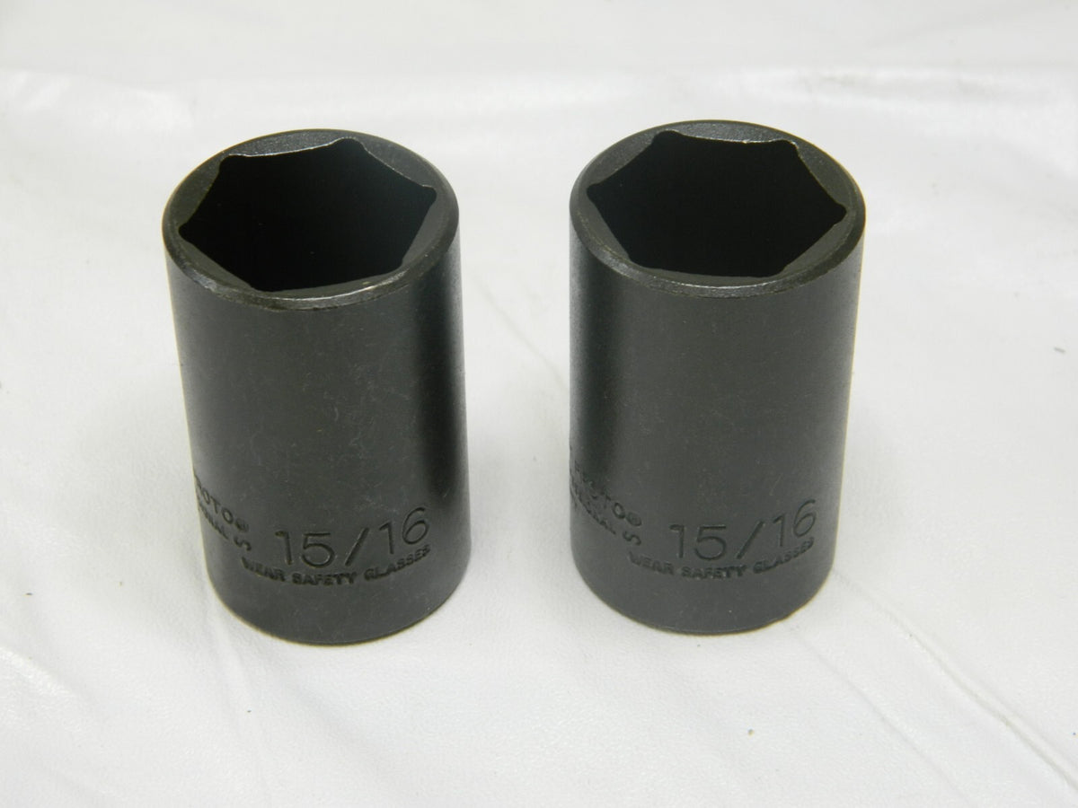 PROTO Impact Socket: 3/8" Drive Size 15/16" 6-Point, 2-7/8" OAL Qty 2 J7730HT