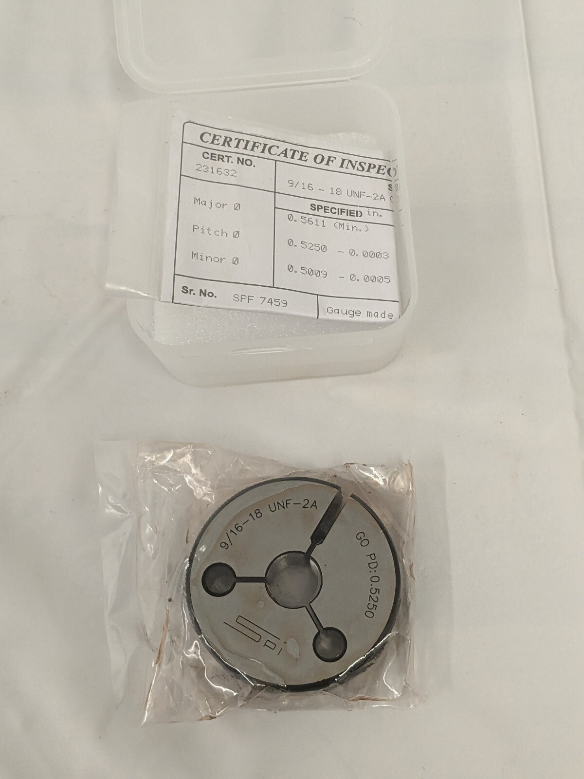 SPI Threaded Ring Gage: 9/16-18 Thread, Class 2A, Go 46553970