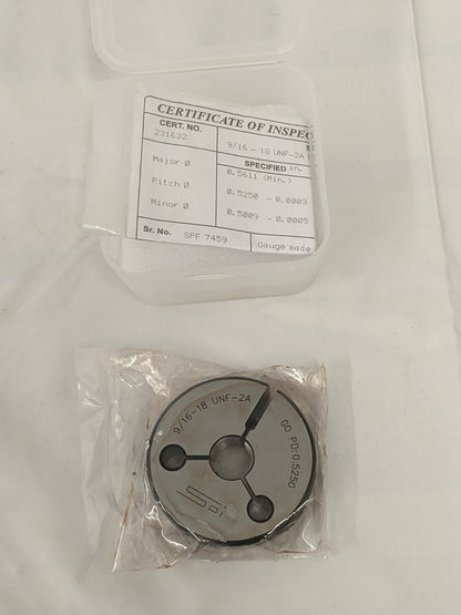 SPI Threaded Ring Gage: 9/16-18 Thread, Class 2A, Go 46553970