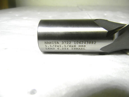Hanita High Helix End Mill 1/2 x 1-1/4 x 6 x 8-1/2 HSS 372238009