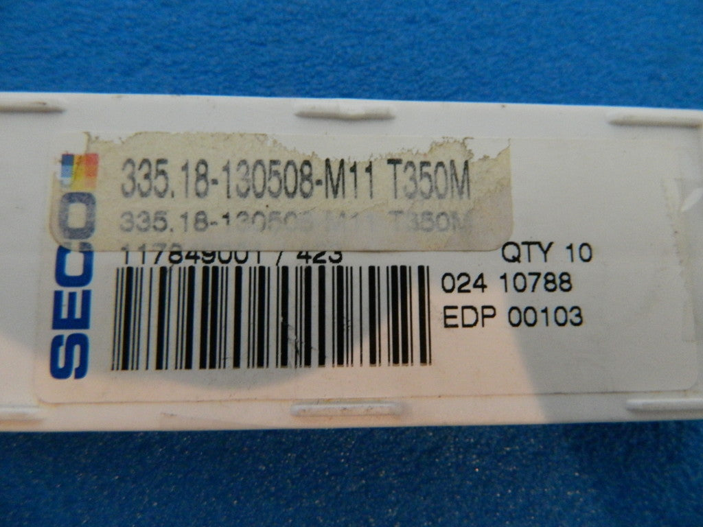 Seco 335.18130508 M11 Grade T350M Carbide Milling Insert Qty. 10 00103
