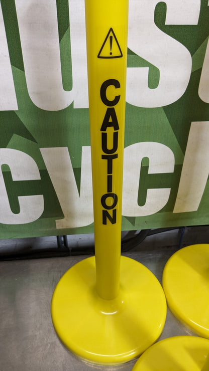 MR. CHAIN Stanchion with Caution Label Chain Kit Plastic Yellow 50' Long 96