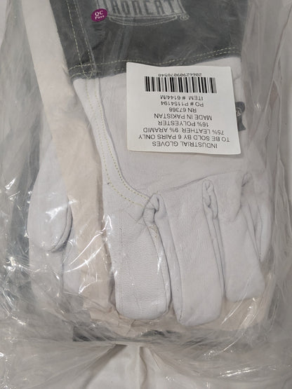 Ironcat Welding Gloves: Sz M, Leather & Synthetic Leather 6 Pairs 6144/M
