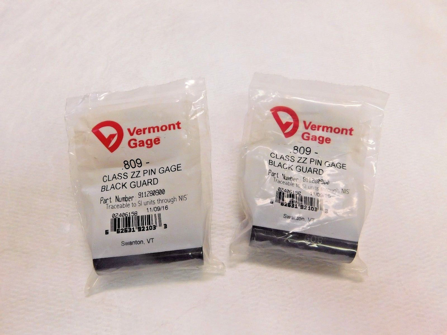 Vermont Gage Steel Minus Plug and Pin Gage 0.809" Class ZZ Lot of 2 #911280