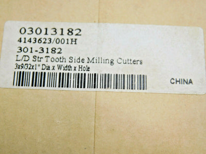 Side Milling Cutter HSS Straight Tooth 3" Diam x 9/32" Face Width 16T 301-3182
