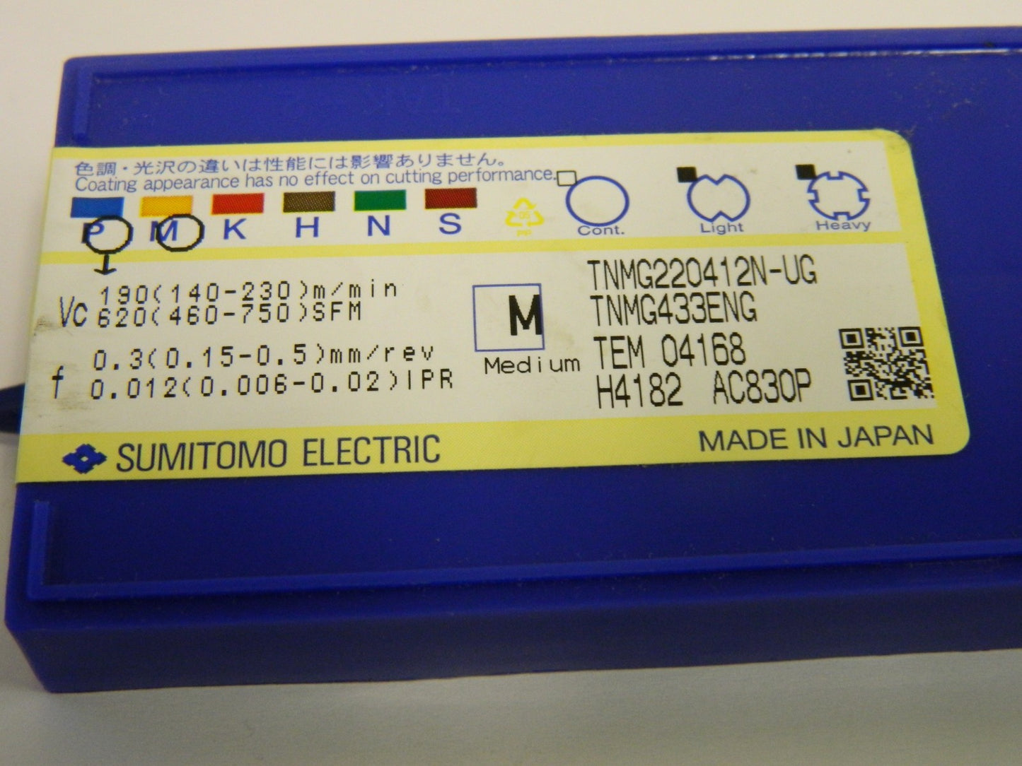 Sumitomo TNMG433 ENG Grade AC830P Carbide Turning Insert  Qty. 10 19RB808
