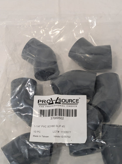 PRO-SOURCE 1-1/4" PVC Plastic Pipe 45° Elbow Pack of 10 37000502