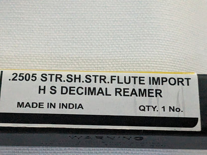 Chucking Reamersc2pk: 0.2505" Dia, Straight-Cylindrical Shank, HSS 1444296025050