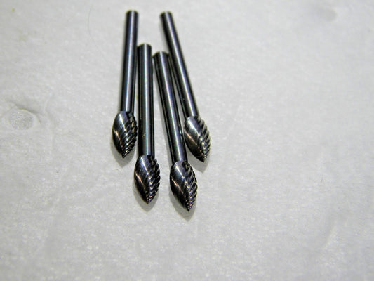 Metal Removal Burr  Flame 3/16" Carbide Burs QTY 4  M40447
