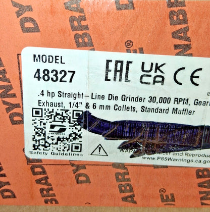 Dynabrade Rear Exhaust Air Die Grinder 1/4" Collet 0.40 hp 48327