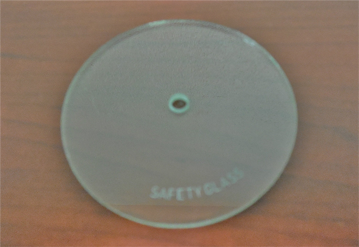 2 1/2" x 7/64" Vision Safety Glass with Center Hole
