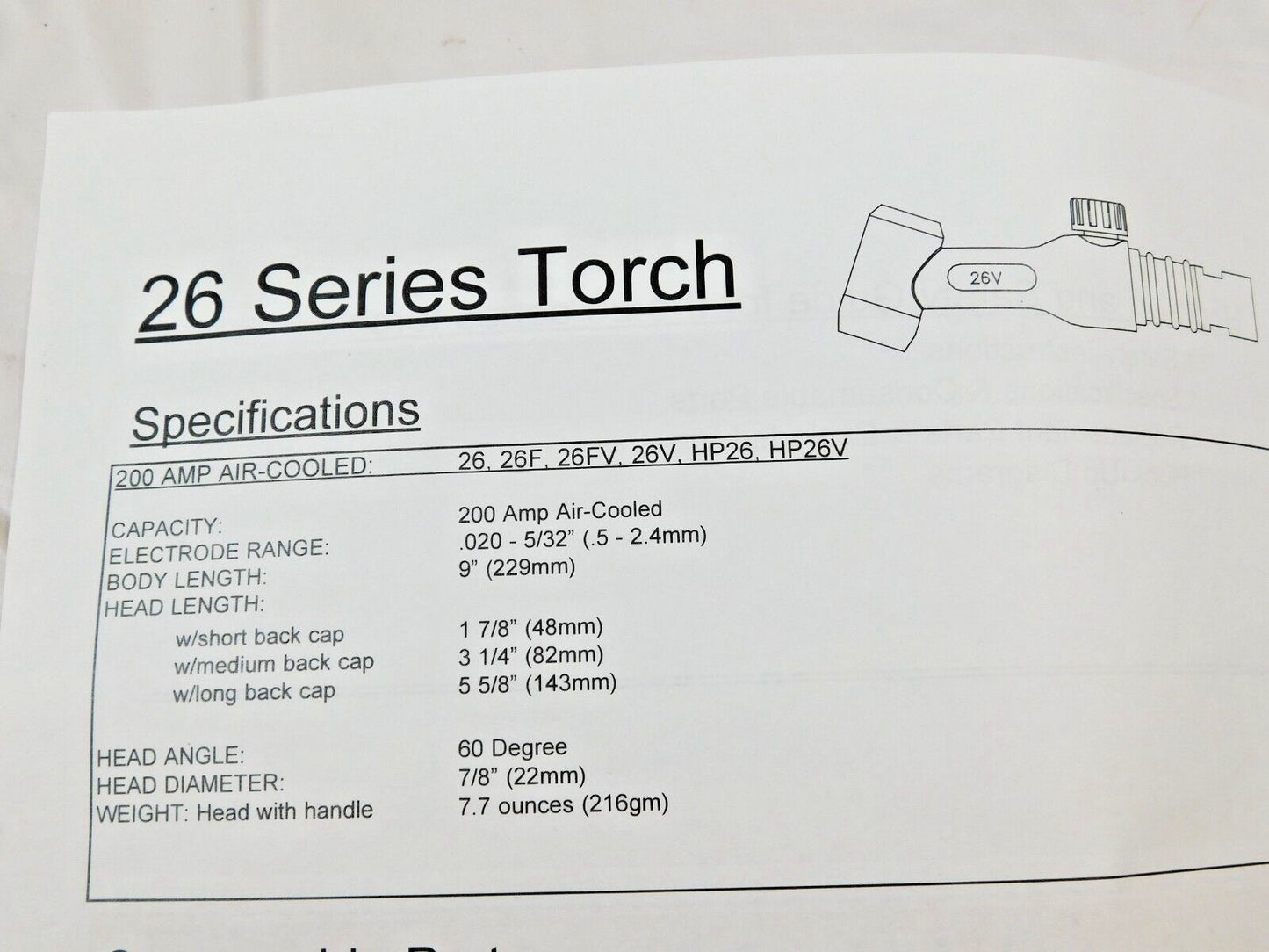 THERMACUT Torch  Assembly 26 Series 200A 25 Ft Long 26F-25-R