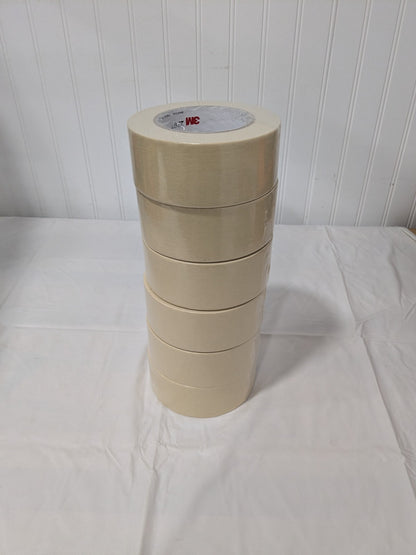 (6 Rolls) 3M Masking Tape: 2" Wide, 60 yd Long, 5.2 mil Thick, Tan 7000123533