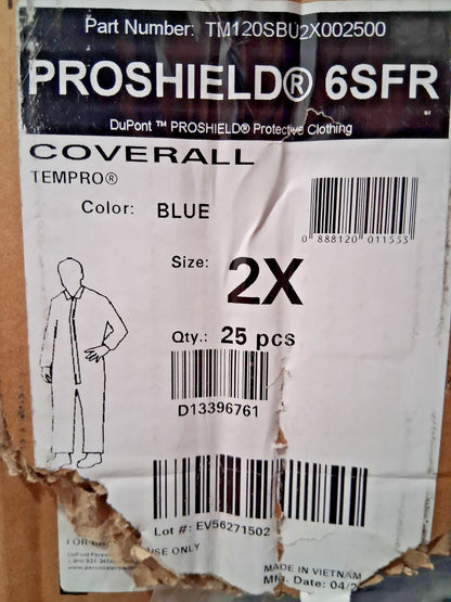 Dupont Retardant Protection Disposable Coveralls QTY25 Size 2XL TM120SBU2X002500