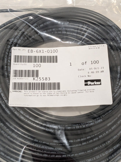 Parker Black Polyethylene Tube: 100' Long, 4mm I.D. EB-6X1-0100-DUP