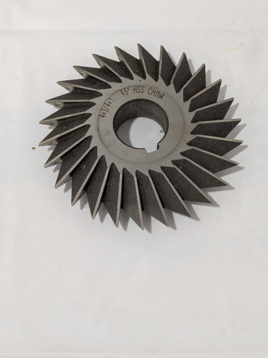 Double Angle Milling Cutter: 45 °, 4″ Cut Dia HSS 328-4435